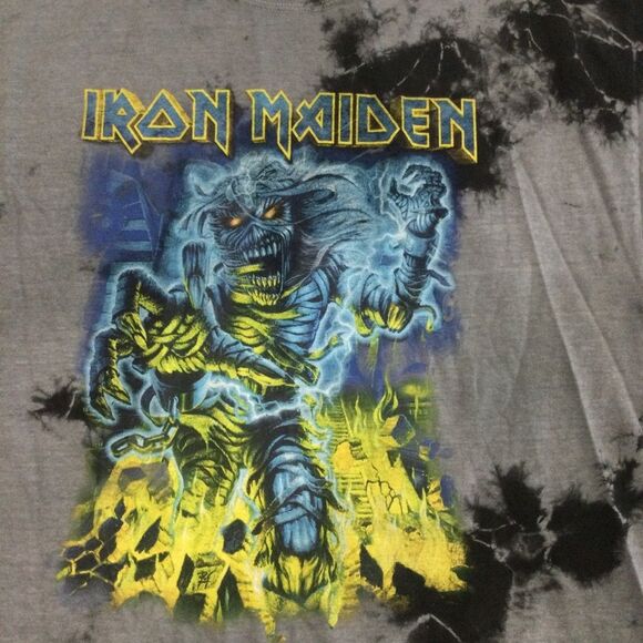 Global T-Shirt Men’s Size Large Color Blue Iron Maiden Tye-Dyed Graphic Tee - Picture 4 of 9